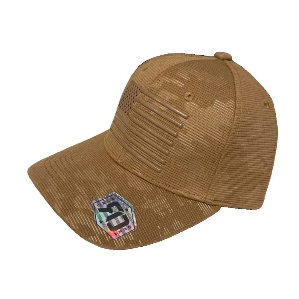 Runs Deep Premium Tactical American Flag Sueded Snapback Cap Hat BRN Subtle Camo